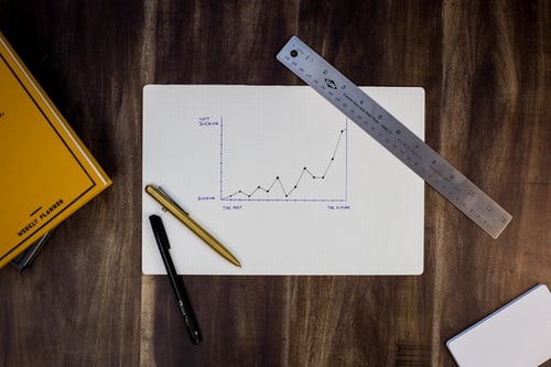 A sales chart drawn out on a piece of paper to manage customer demand and sales growth