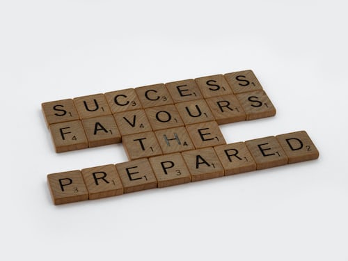 Success favours the prepared spelled out in scrabble pieces