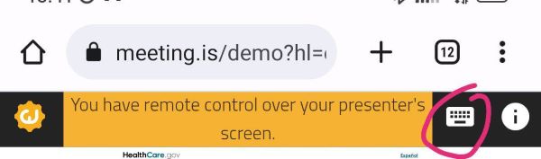 enable keyboard icon in remote control cobrowsing on mobile