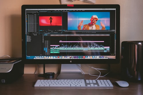 A sales video being edited on an iMac computer